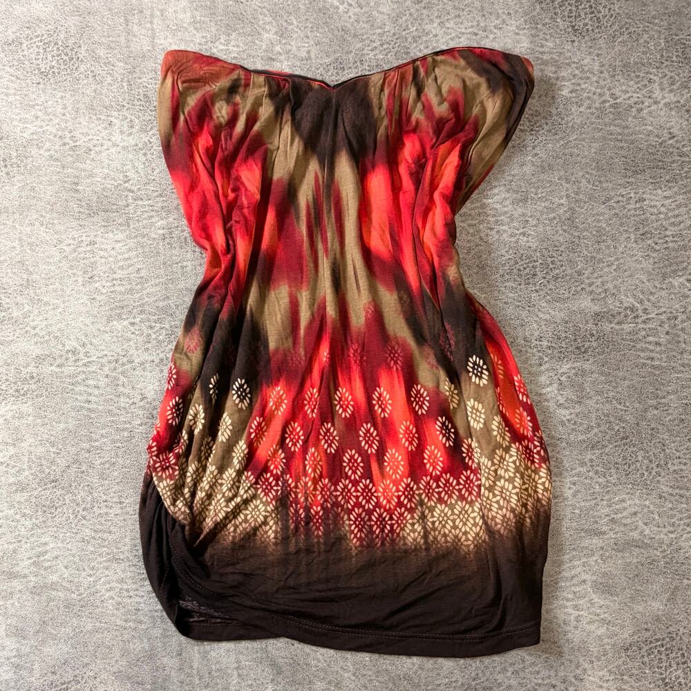 Y2k Ruched Print Strapless Top